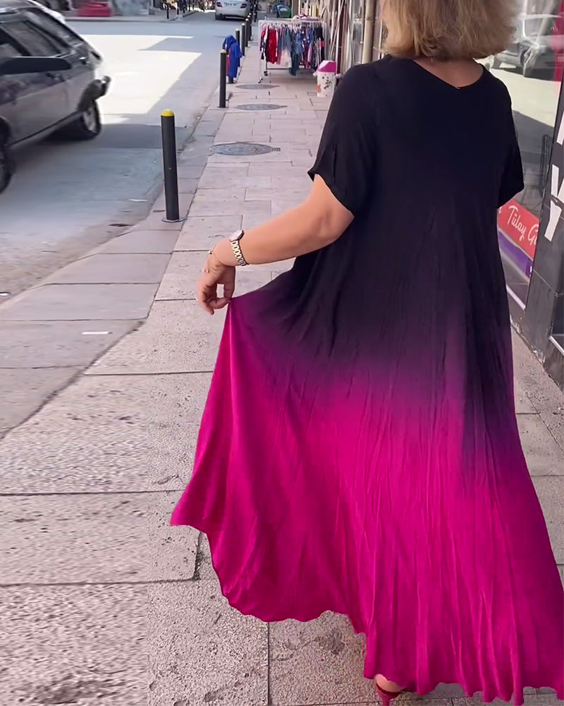 Anna | Casual plisseret Ombre-kjole