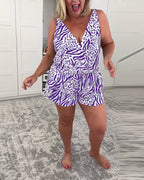 Slim-fit badedragt med zebraprint