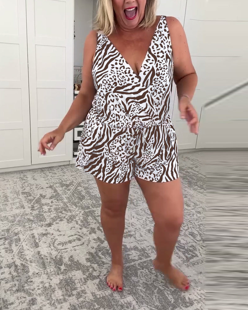 Slim-fit badedragt med zebraprint