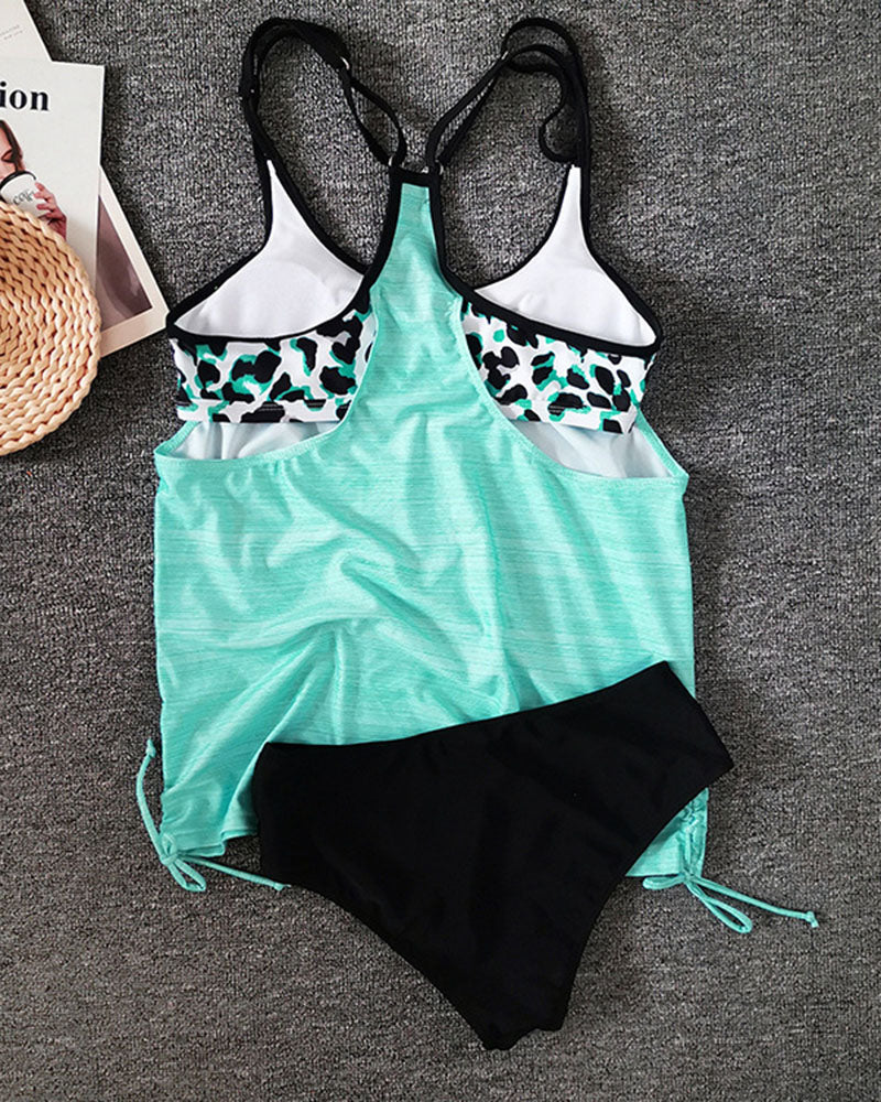 Augustus - Tankini med ensfarvet panterprint