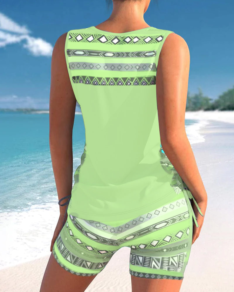 Márcia - tankini med geometrisk print