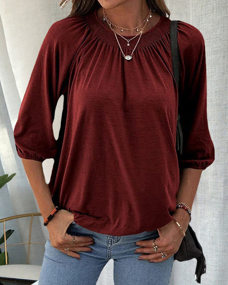 Ilse | T-shirt med rund hals og 3/4-ærmer
