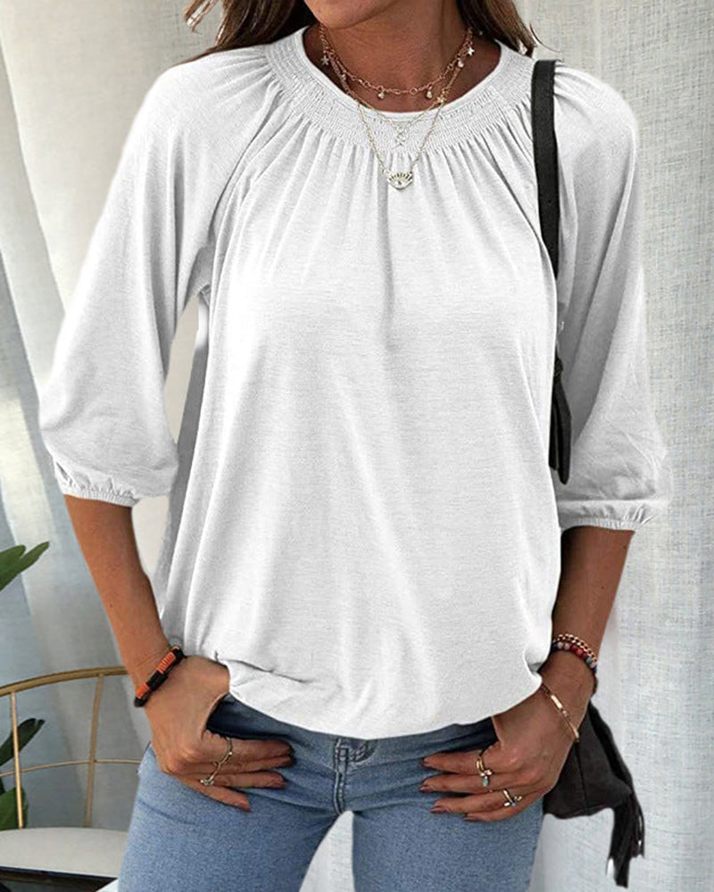 Ilse | T-shirt med rund hals og 3/4-ærmer