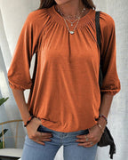 Ilse | T-shirt med rund hals og 3/4-ærmer