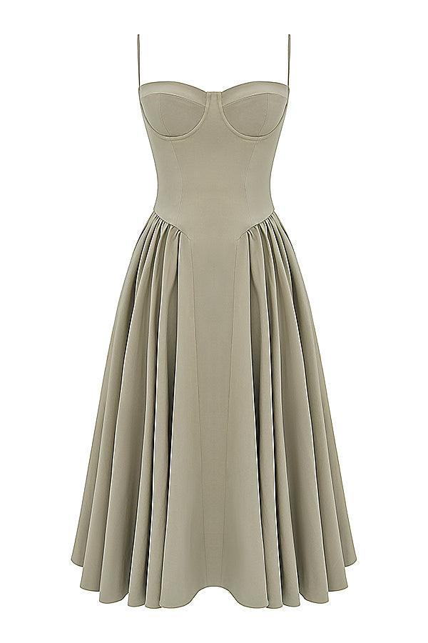 Marloes | Midi-korsetkjole i twill