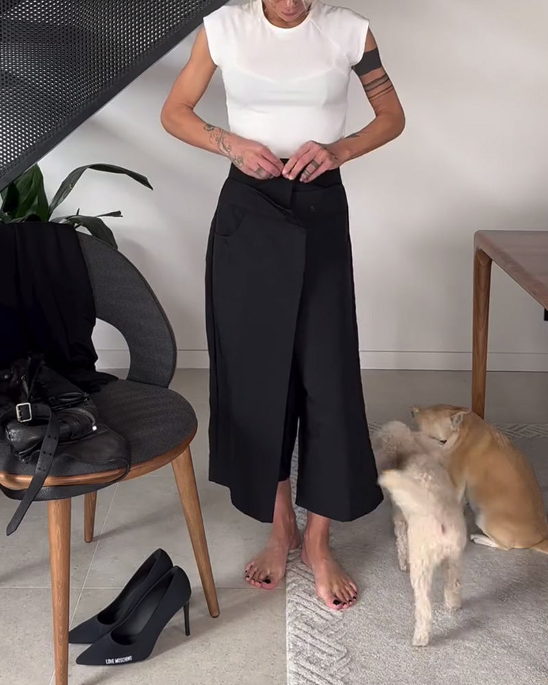 Femke | Ensfarvede Asymmetriske Casual Bukser