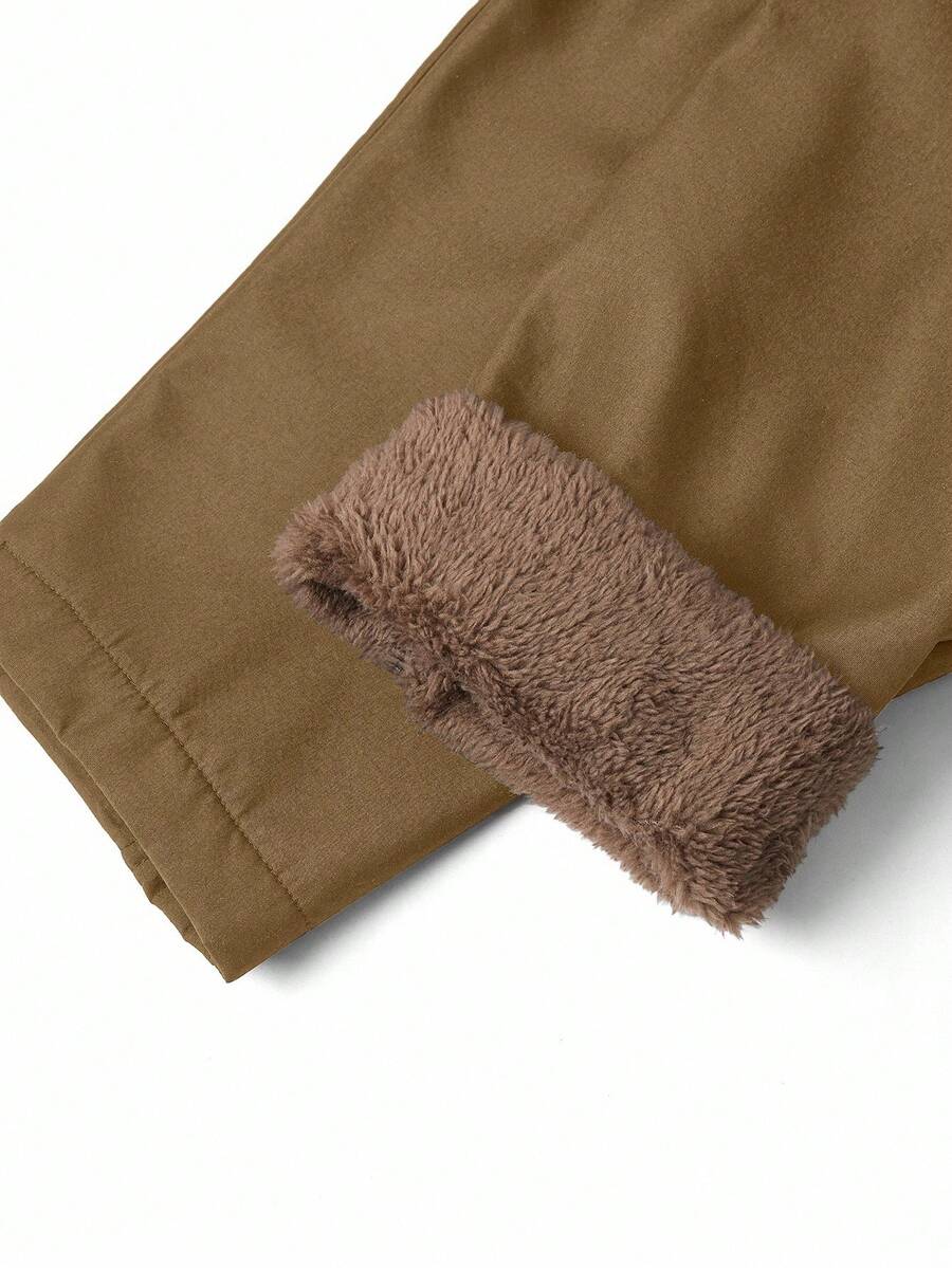 Dame ensfarvet lang fluffy jakke - Efterår/vinter