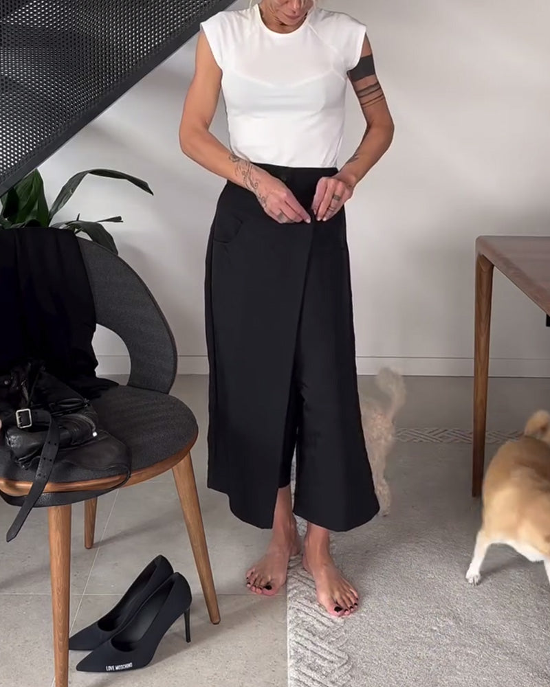 Femke | Ensfarvede Asymmetriske Casual Bukser