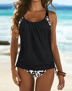 Augustus - Tankini med ensfarvet panterprint