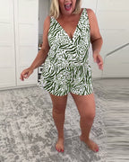 Slim-fit badedragt med zebraprint