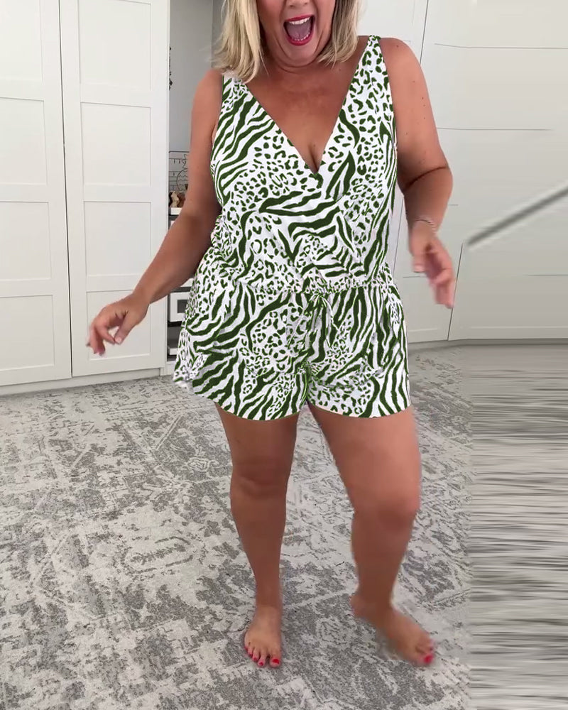 Slim-fit badedragt med zebraprint