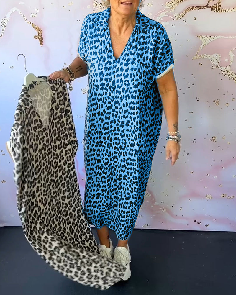 Fleur | V-hals kjole med leopardprint