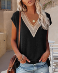 Ilse | V-hals T-shirt med blonder