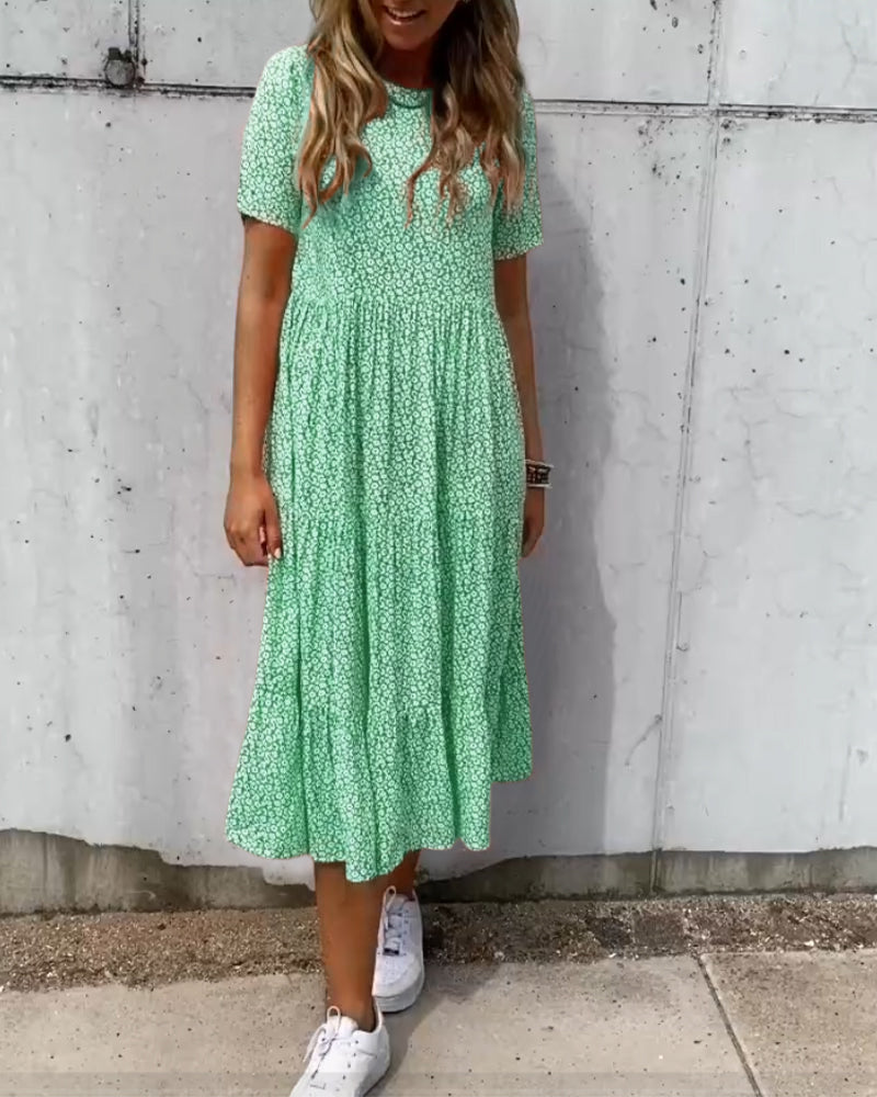 Anna | Kortærmet kjole med blomsterprint
