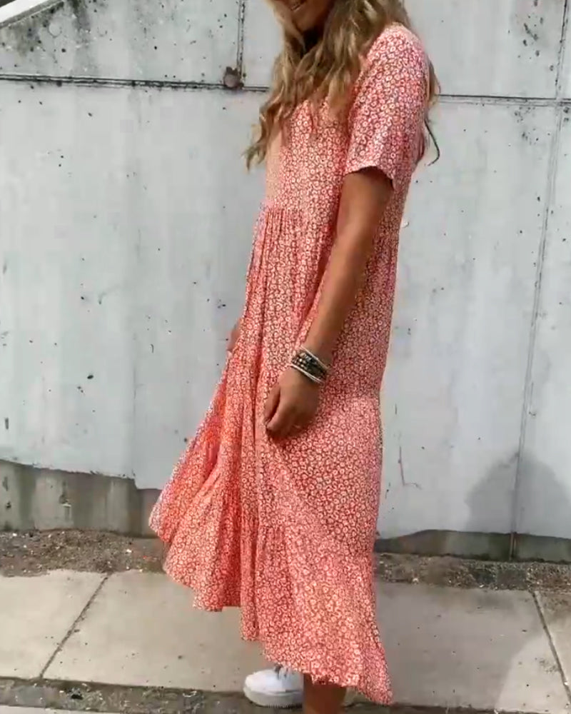 Anna | Kortærmet kjole med blomsterprint