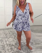 Slim-fit badedragt med zebraprint