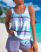Tankini med U-halsudskæring og stribet design