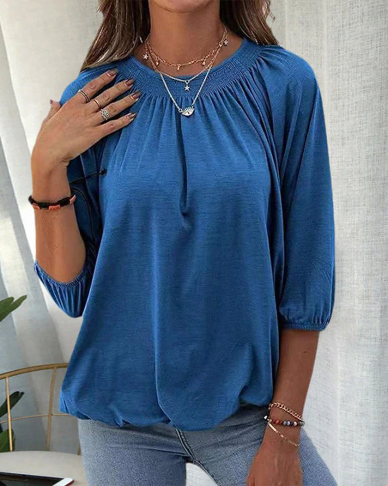 Ilse | T-shirt med rund hals og 3/4-ærmer