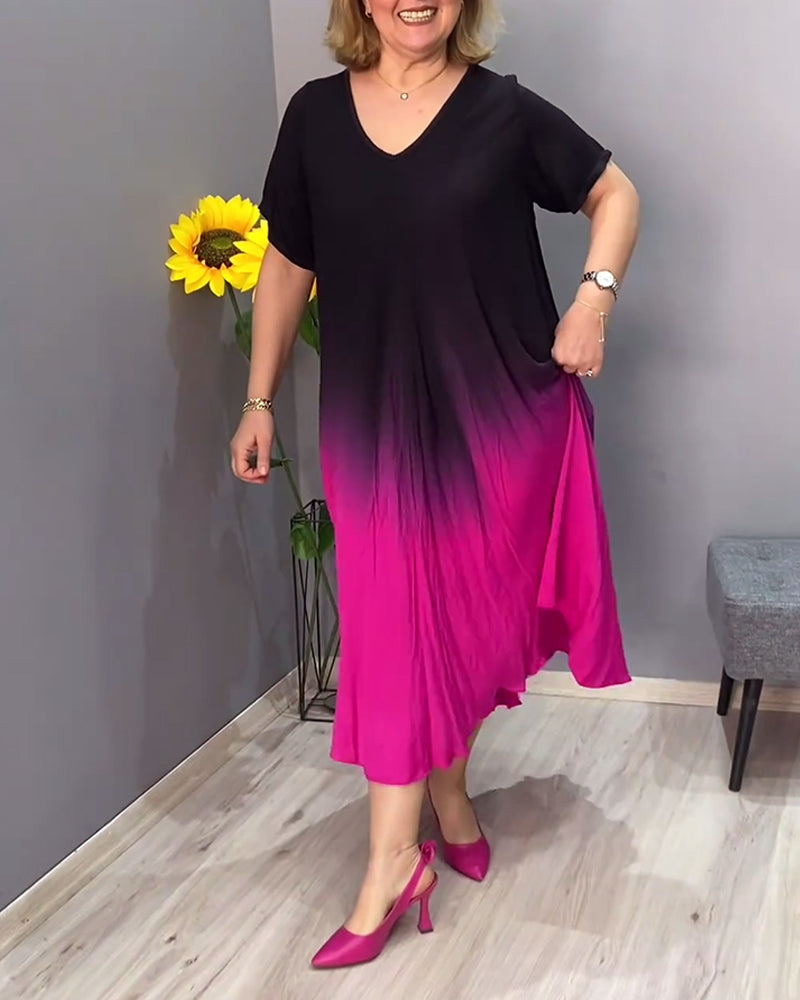Anna | Casual plisseret Ombre-kjole