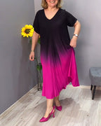 Anna | Casual plisseret Ombre-kjole