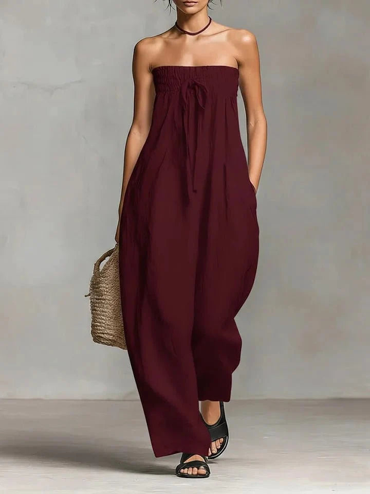 Nora | Stropløs Hør-Jumpsuit