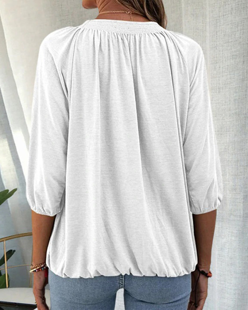 Ilse | T-shirt med rund hals og 3/4-ærmer
