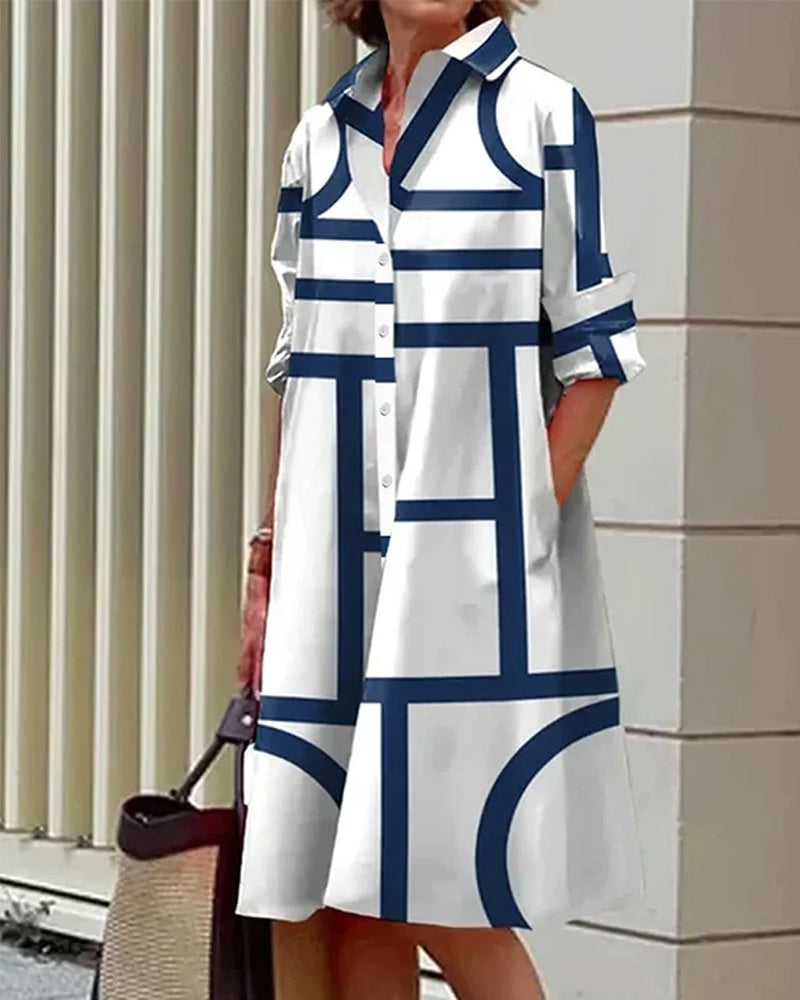 Sophie | Kjole med lommer og geometrisk print