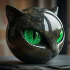 NyxCharm - Mystisk Sort Kat Hoved Skulptur