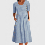 Julia | Stribet Midi Kjole