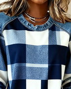 Huis Van Loon | Sweater med rombe-patchwork og kontrastfarve
