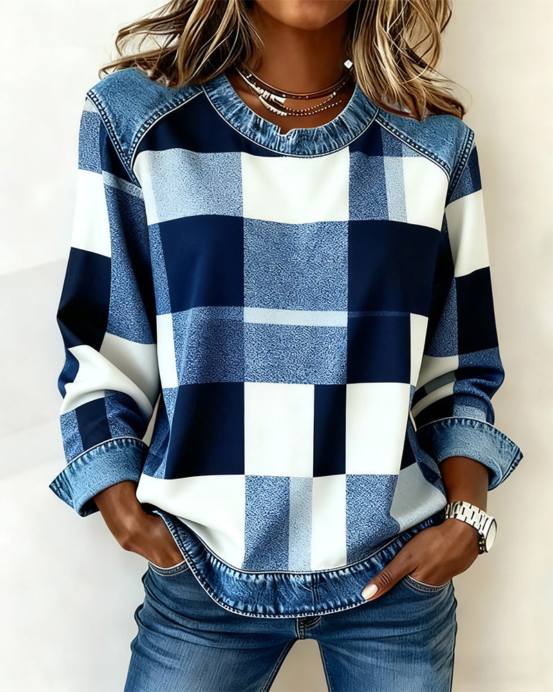 Huis Van Loon | Sweater med rombe-patchwork og kontrastfarve