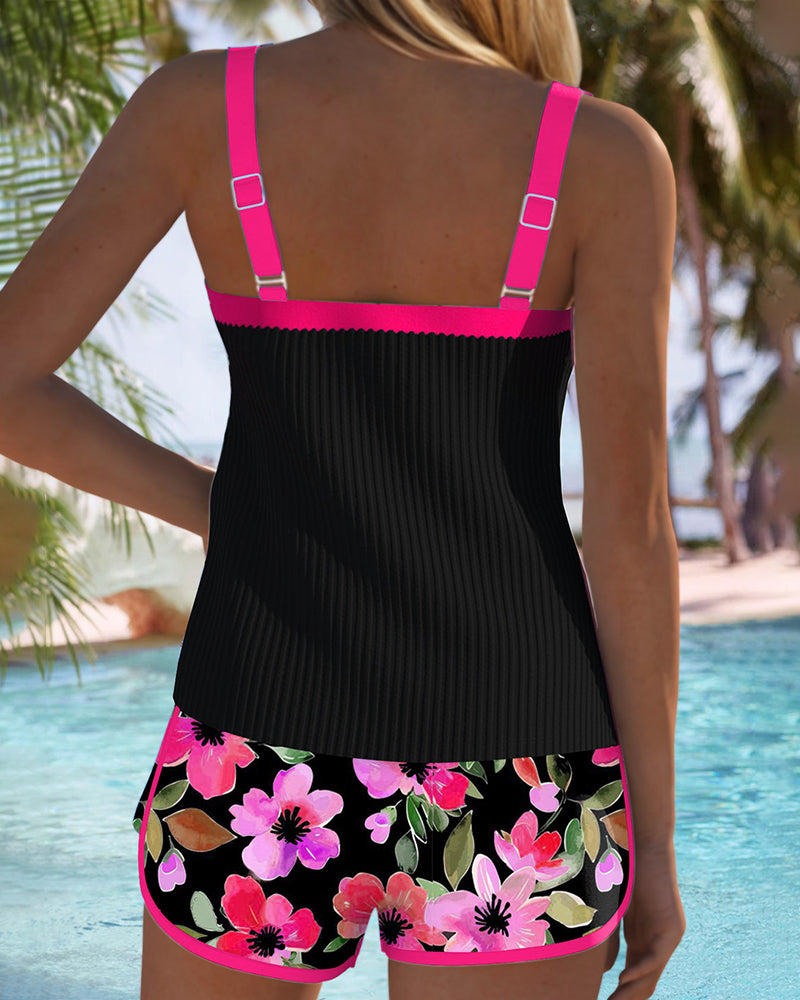 Anouk | Elegant tankini-sæt med shorts i blomstermønster