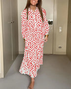 Nina | Kjole med Prikker og Geometrisk Print