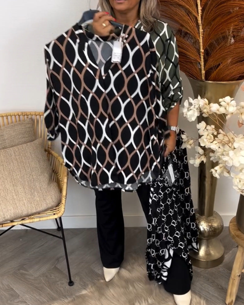 Casual langærmet bluse med print