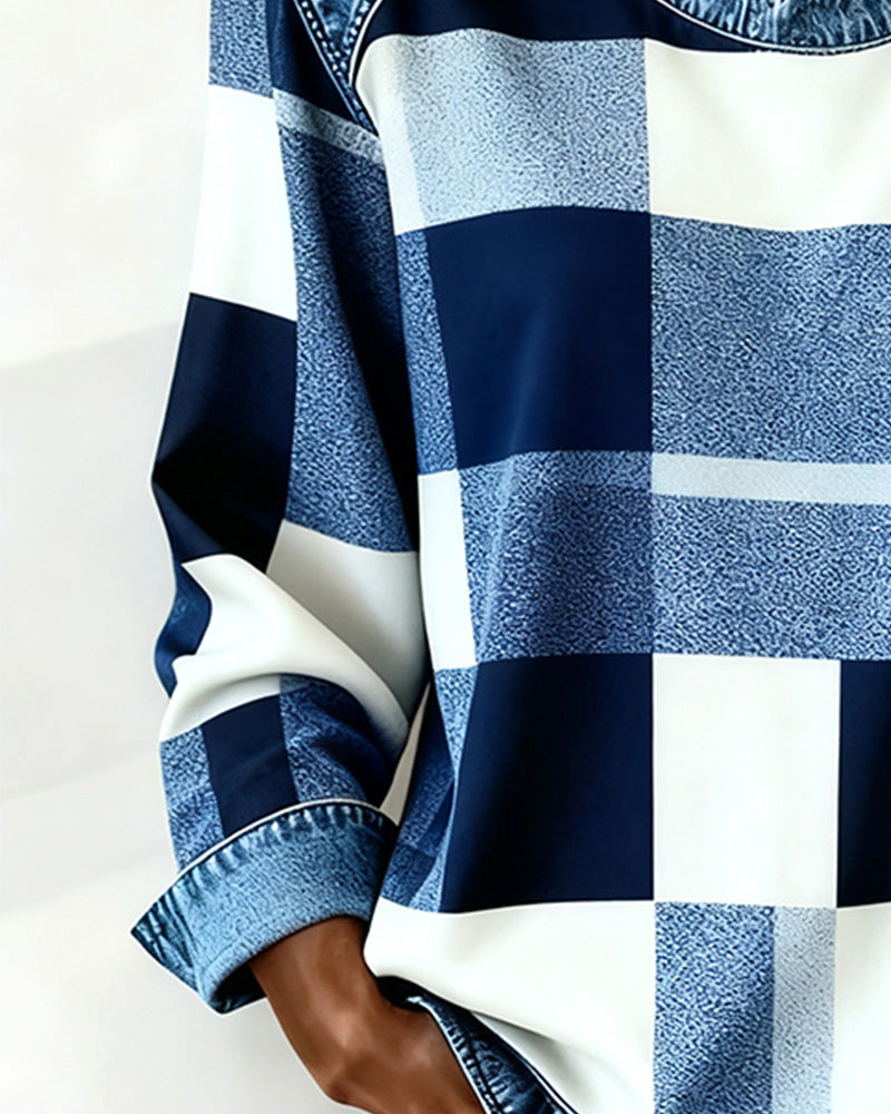 Huis Van Loon | Sweater med rombe-patchwork og kontrastfarve
