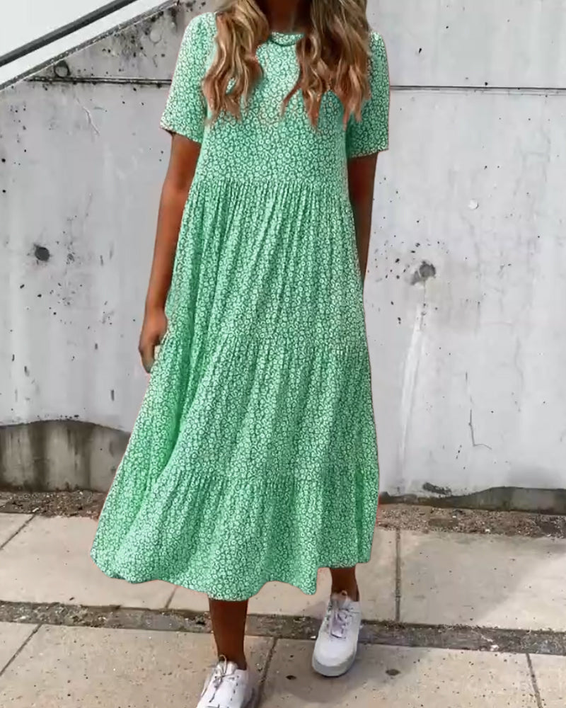 Anna | Kortærmet kjole med blomsterprint