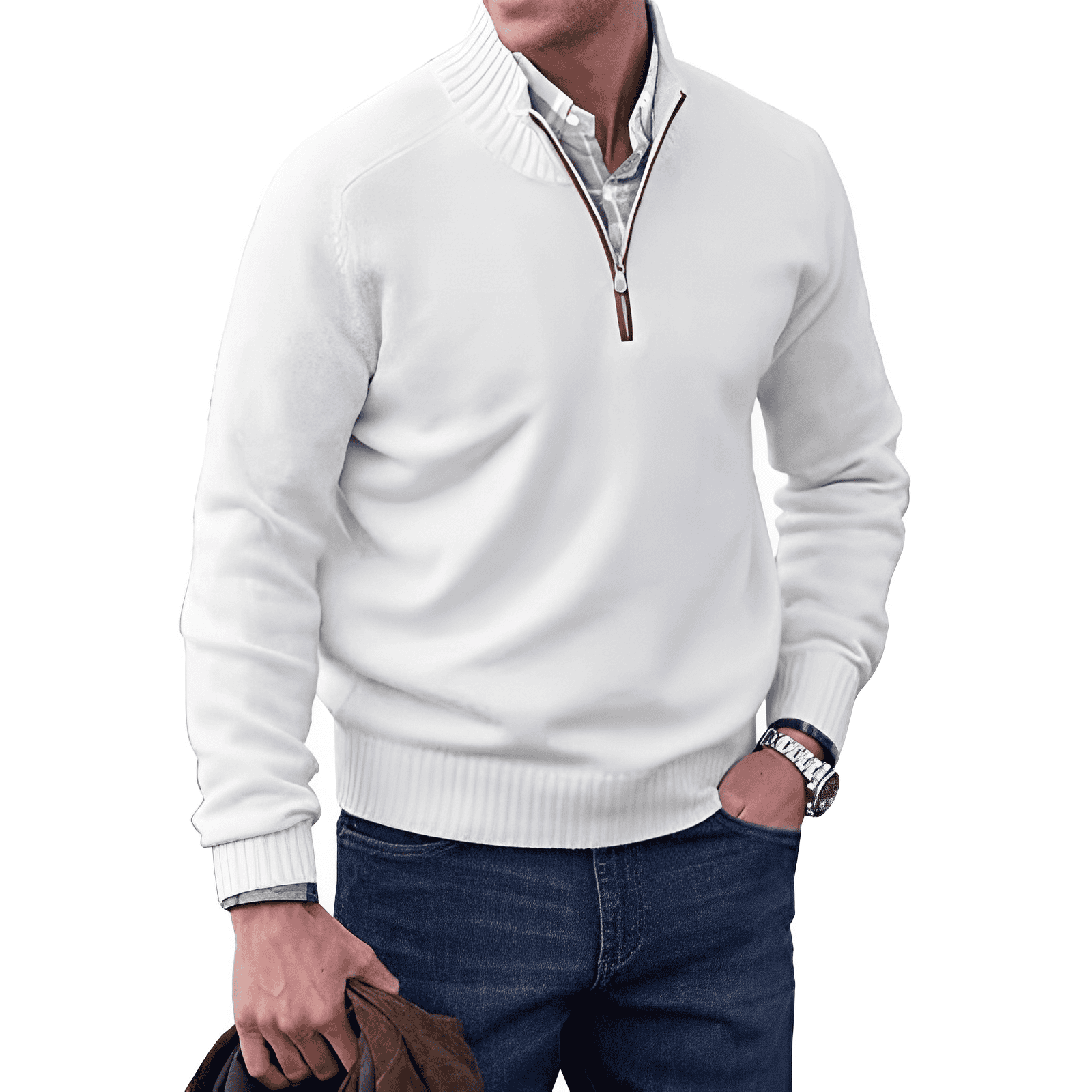 Bram | Elegant kashmir-sweater med lynlås