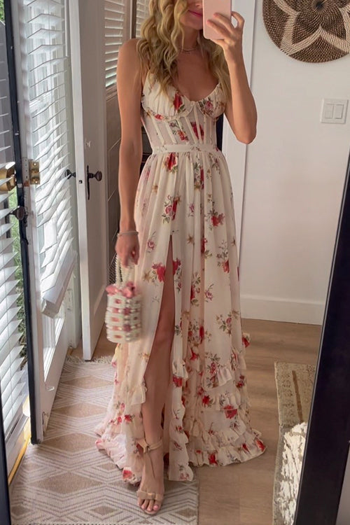 Anna | Lang blomsterkjole