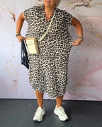Fleur | V-hals kjole med leopardprint