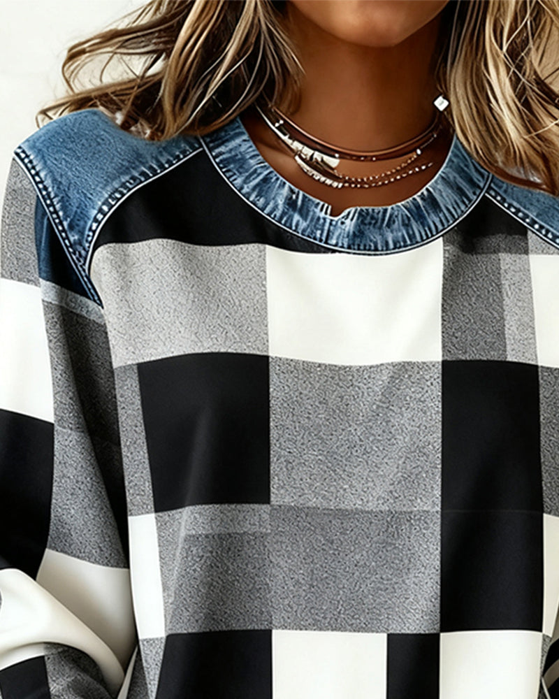 Huis Van Loon | Sweater med rombe-patchwork og kontrastfarve