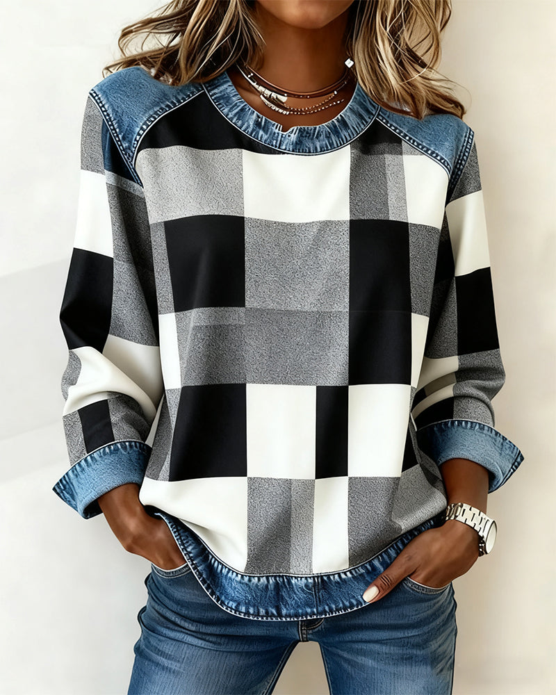 Huis Van Loon | Sweater med rombe-patchwork og kontrastfarve