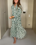 Nina | Kjole med Prikker og Geometrisk Print