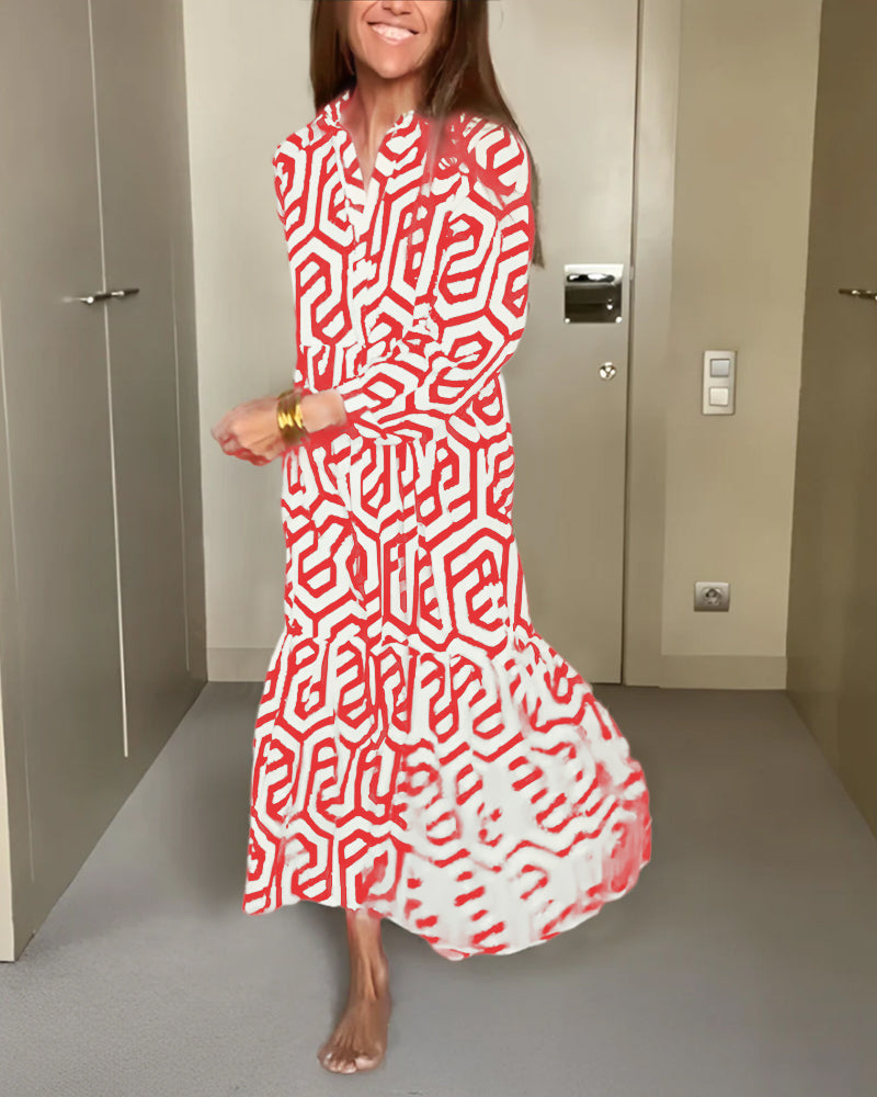Nina | Kjole med Prikker og Geometrisk Print