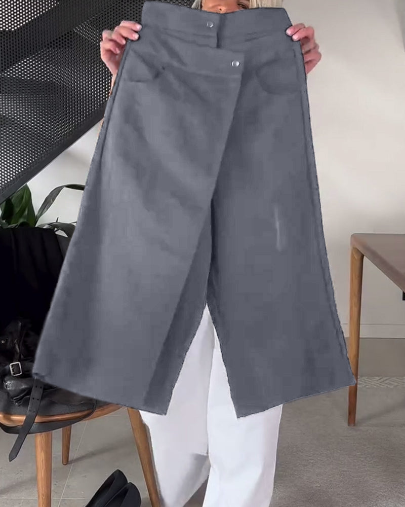 Femke | Ensfarvede Asymmetriske Casual Bukser