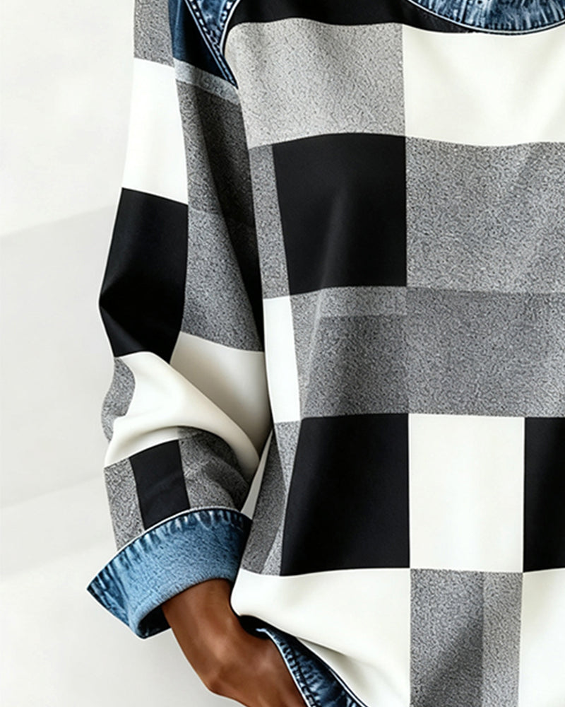 Huis Van Loon | Sweater med rombe-patchwork og kontrastfarve