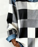 Huis Van Loon | Sweater med rombe-patchwork og kontrastfarve