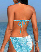 Ilse | Farverig Patchwork blondehalterbikini