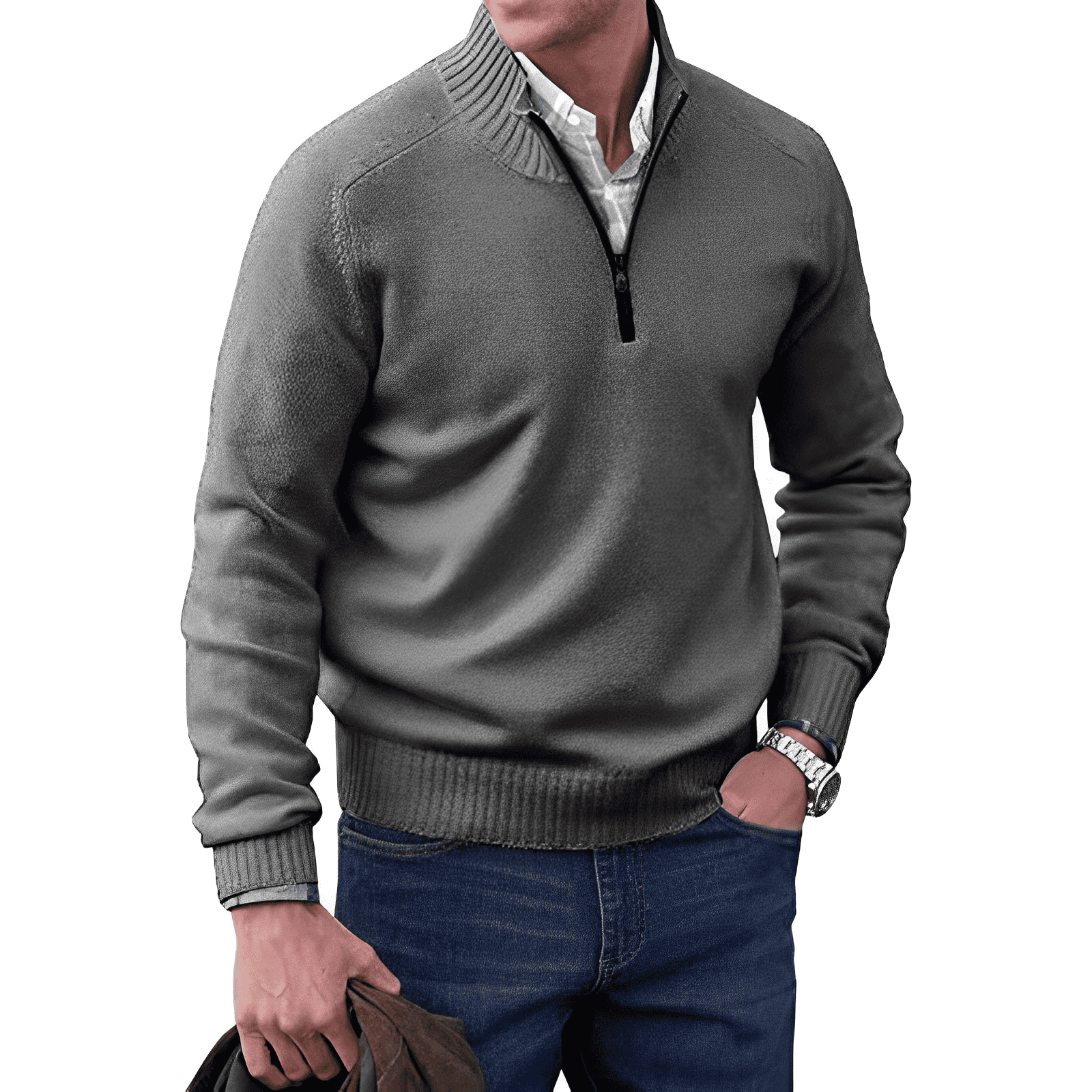 Bram | Elegant kashmir-sweater med lynlås
