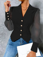 Yurelle™ – Elegant bluse med spids krave