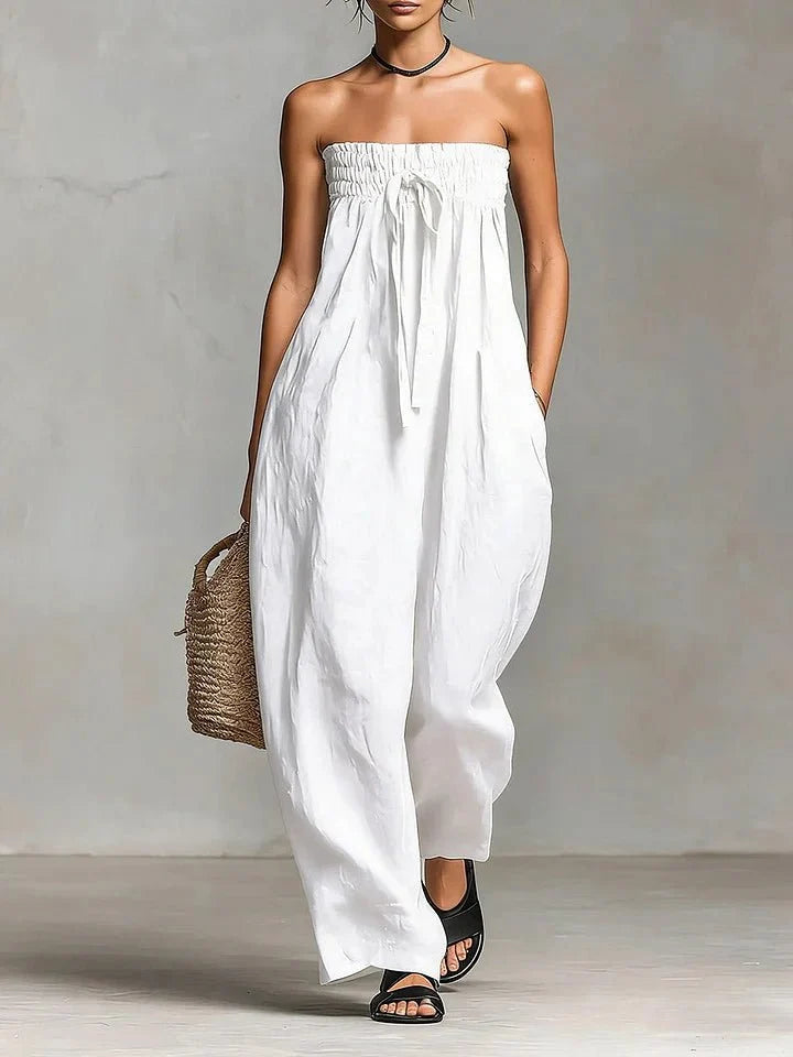 Nora | Stropløs Hør-Jumpsuit